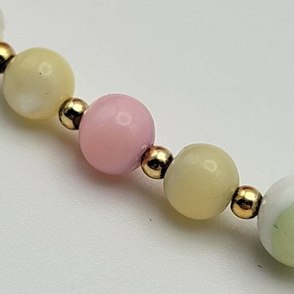 Vintage Multicolor Moonstone Beaded Necklace 16.5" Gold Plated Brass Spring Ring - Picture 3 of 8